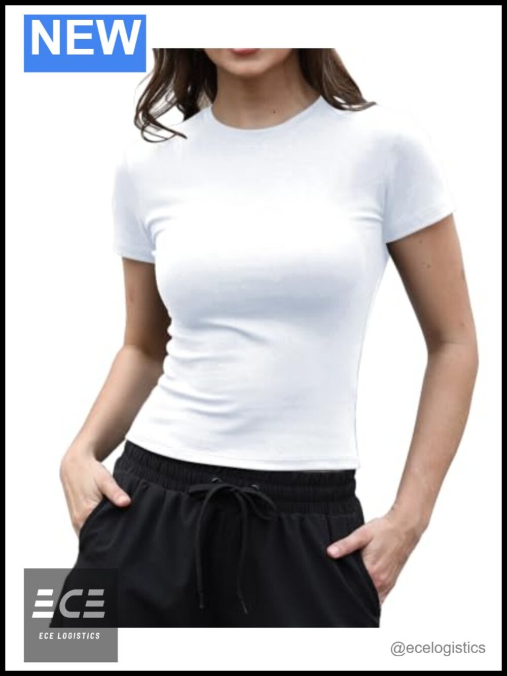 Women's Soft Cotton Modal Crop Top Short Sleeve Crew Neck Fitted
